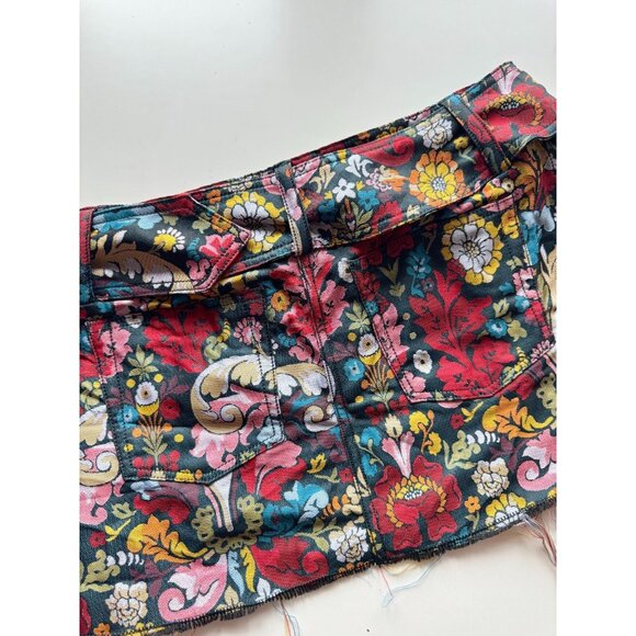 MARQUES ALMEIDA Floral Brocade Belted Asymmetrical Ultra Mini Skirt, Size 8 - Picture 11 of 16